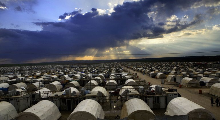 Vista do campo de refugiados de Kabarto, que acolhe refugiados yazidis